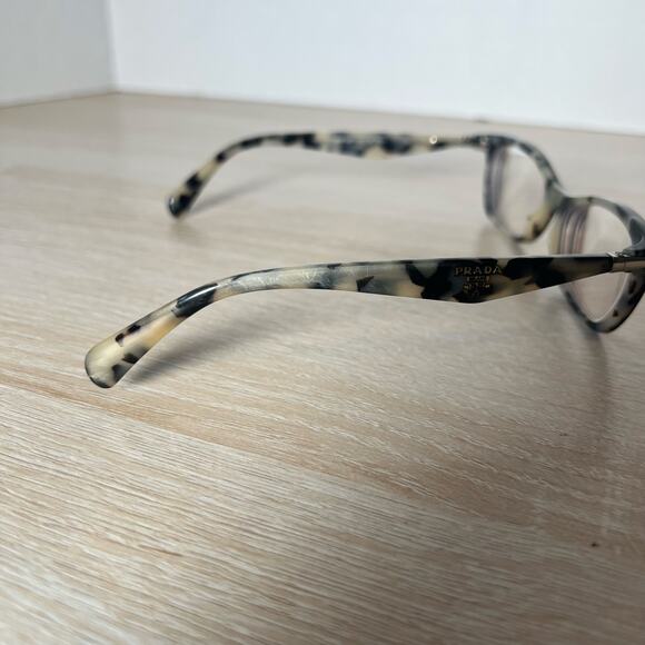 Prada VPR15P ROK-1O1 Eyeglasses Black Tortoise Cream PARTS ONLY 53-16-135 - Picture 9 of 10